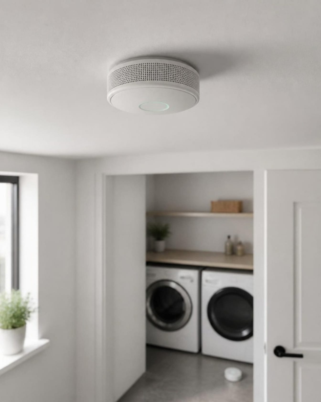 360 Security smoke and carbon monoxide detector on a ceiling